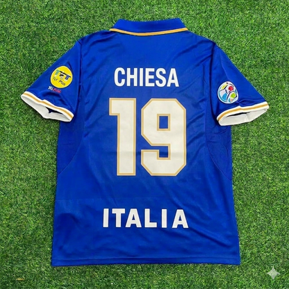 Enrico Chiesa #19 Italy EURO 1996 Blue Retro Soccer Kit Jersey Trikot Maglia Shirt