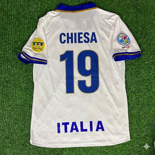 Enrico Chiesa #19 Italy EURO 1996 White Retro Jersey