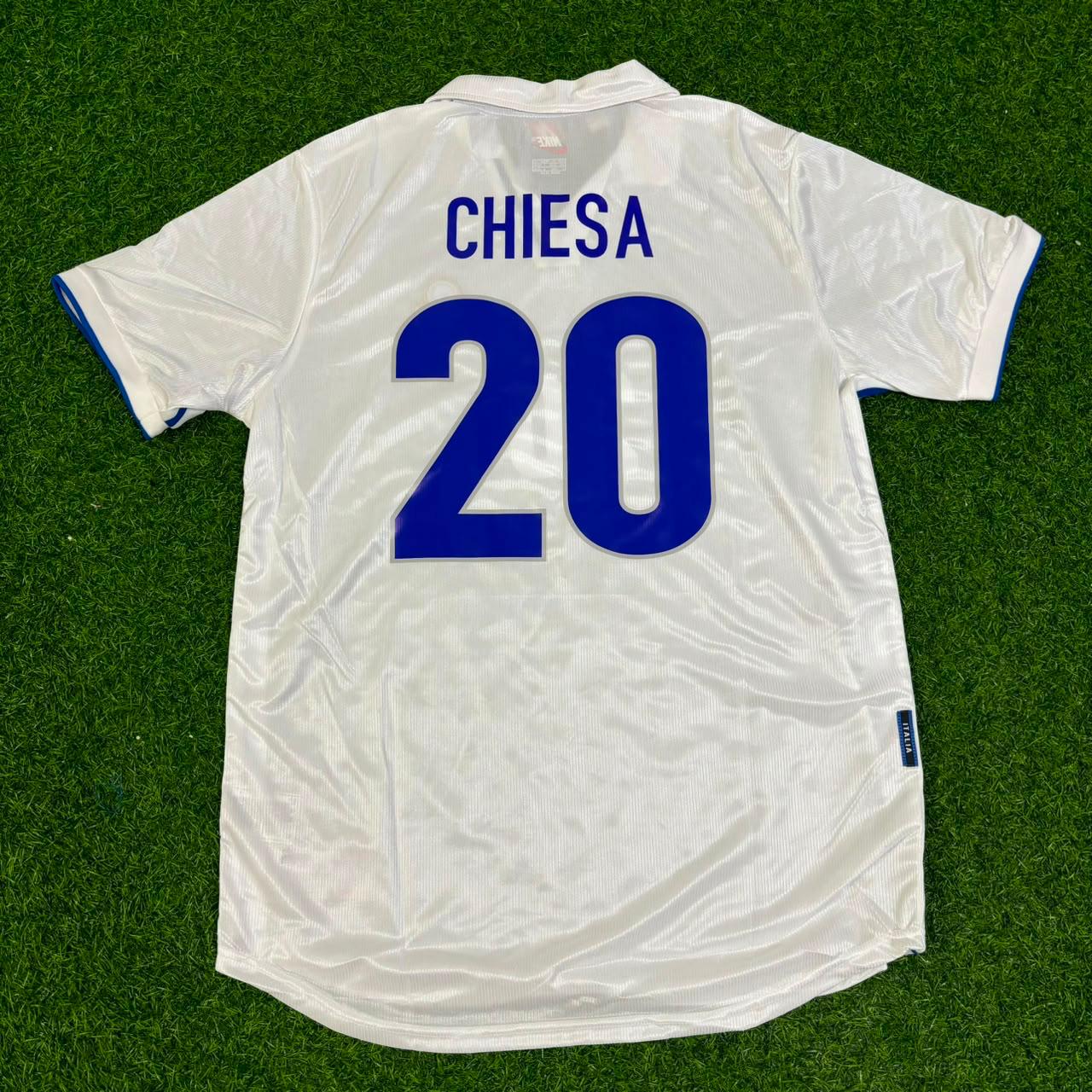 Enrico Chiesa #20 Italy 1998 World Cupe Away White Retro Jersey Football Trikot