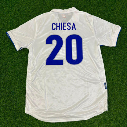 Enrico Chiesa #20 Italy 1998 World Cupe Away White Retro Jersey Football Trikot