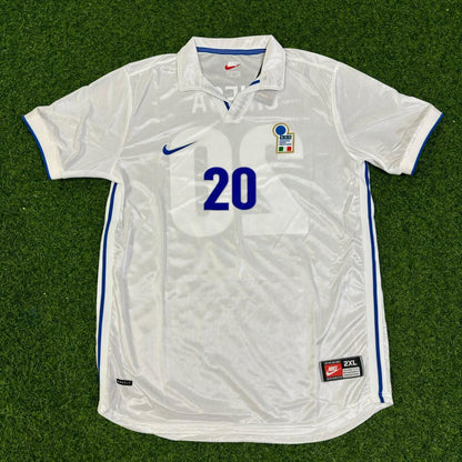 Enrico Chiesa #20 Italy 1998 World Cupe Away White Retro Jersey Football Trikot