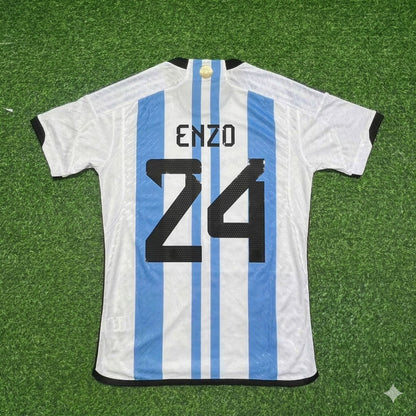 Enzo Fernandez 24- Argentina 2022 Qatar World Cup Champion Home Jersey Maillot Trikot Maglia Soccer Shirt