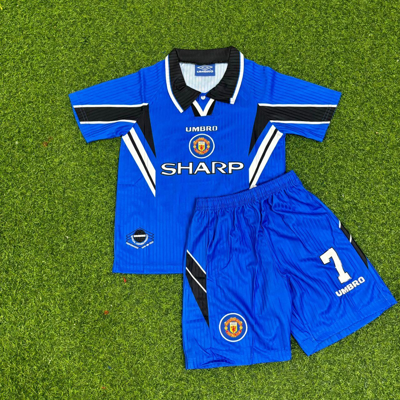 Eric Cantona Manchester United 1996/1997 Blaues Retro-Fußballtrikot