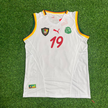 Eric Djemba-Djemba Cameroon 2002 AFCON Sleeveless Retro Football Jersey Kit