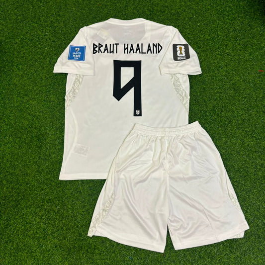 Erling Braut Haaland #9 Norwegen 2026 WM Kinder weißes Fußballtrikot
