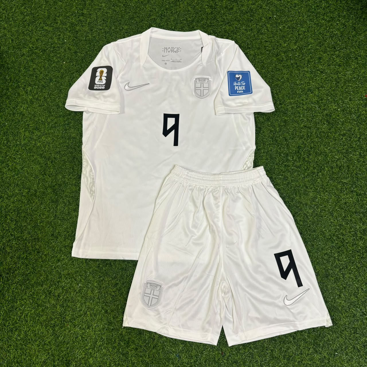 Erling Braut Haaland #9 Norway 2026 World Cup Kids White Football Jersey
