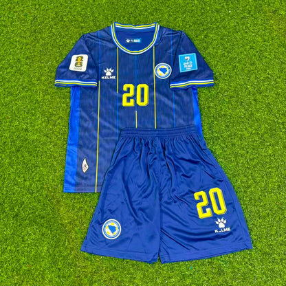 Maillot de football bleu foncé Esmir Bajraktarević Bosnie-Herzégovine Coupe du monde 2026