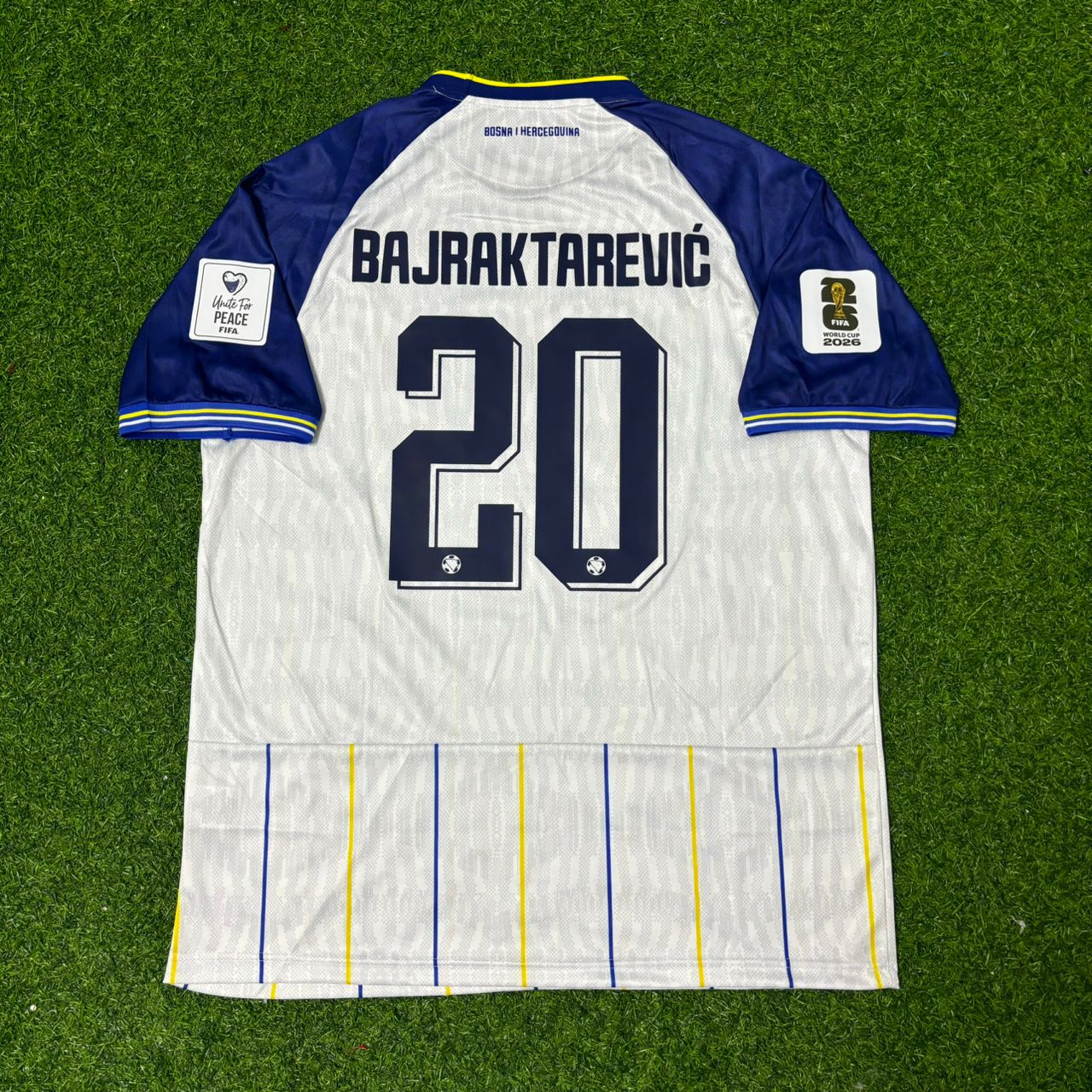 Esmir Bajraktarević Bosnia and Herzegovina 2026 World Cup Away White Football Jersey