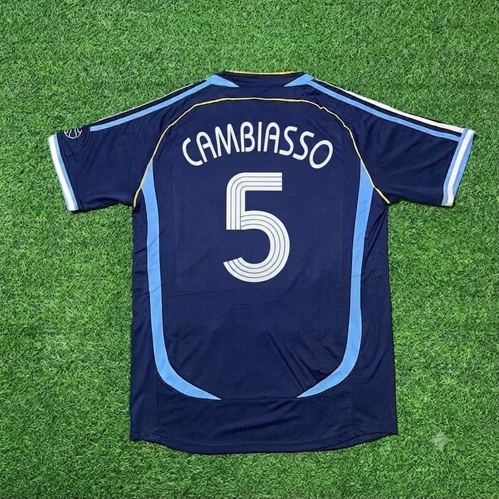 Esteban Cambiasso #5 Argentina 2006 World Cup Dark Blue Home Retro Football Jersey Kit