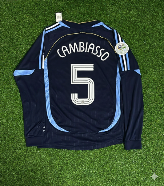 Esteban Cambiasso Argentinien WM 2006 Langarm-Retro-Fußballtrikot