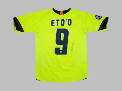Samuel Eto`o #9 Barcelona 2005 2006 Green Yellow Retro Jersey Trikot Maillot Soccer Shirt