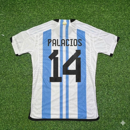 Exequiel Palacios 14- Argentina 2022 Qatar World Cup Champion Home Jersey Maillot Trikot Maglia Soccer Shirt