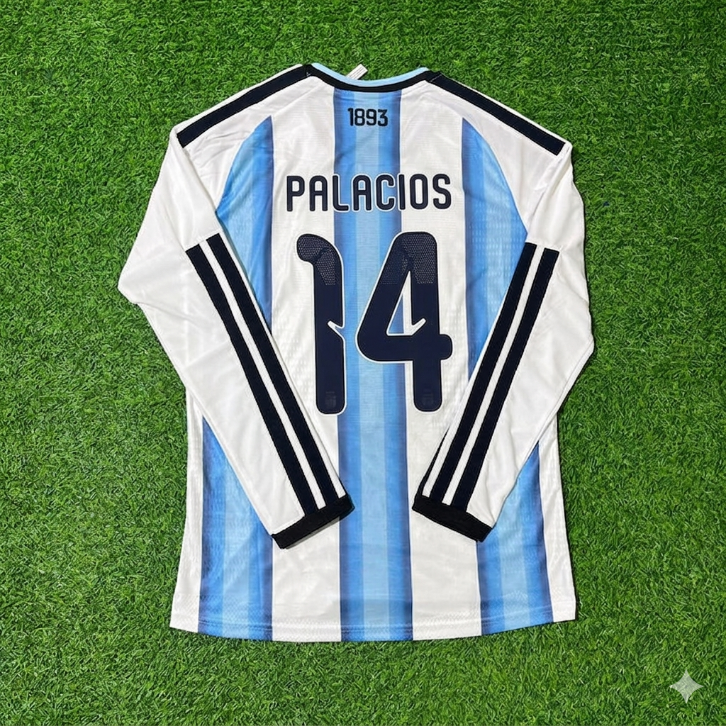 Exequiel Palacios #14 Argentina 2026 World Cup Long Sleeve Football Jersey Kit