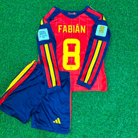 Fabian Ruiz Spain 2026 World Cup Kids Home Long Sleeve Football Jersey