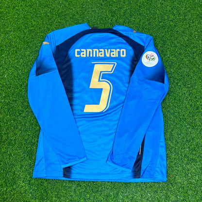 Fabio Cannavaro #5 Italy 2006 World Cup Final Long Sleeve Retro Jersey Maillot Trikot Maglia Soccer Shirt