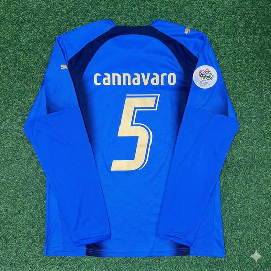 Fabio Cannavaro #5 Italy 2006 World Cup Final Long Sleeve Retro Jersey Maillot Trikot Maglia Soccer Shirt