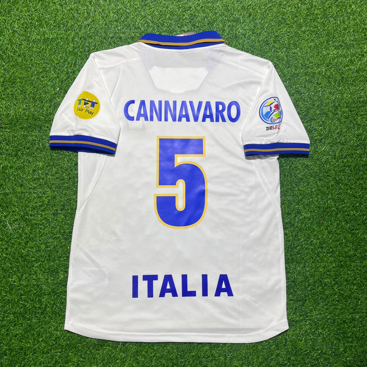 Maillot de football rétro blanc Fabio Cannavaro Italie EURO 1996