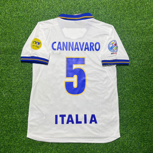 Fabio Cannavaro Italy 1996 EURO Retro White Football Jersey