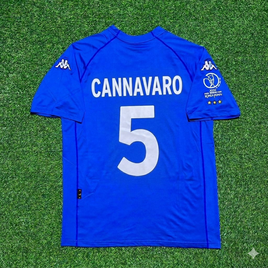 Fabio Cannavaro #5 Italy 2002 World Cup Home Retro Jersey