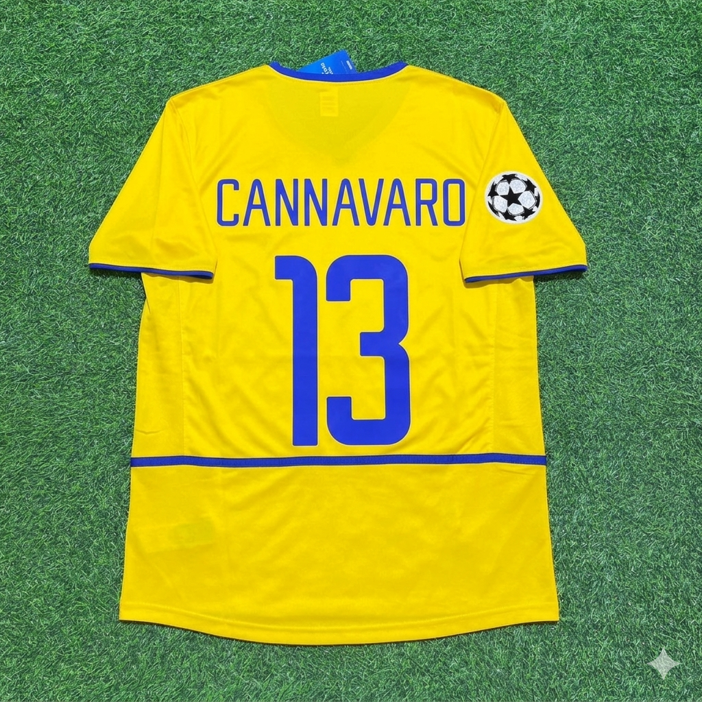 Fabio Cannavaro Inter Milan 2002-2003 Yellow Retro Football Jersey