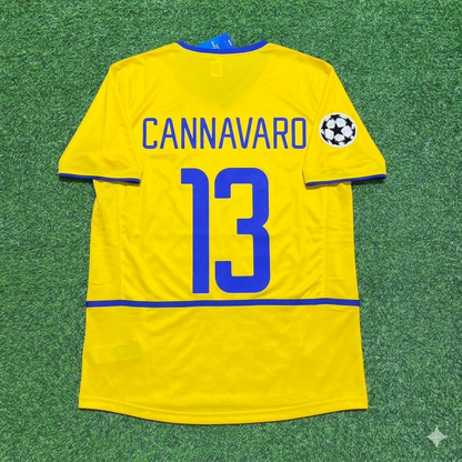 Fabio Cannavaro Inter Milan 2002-2003 Yellow Retro Football Jersey