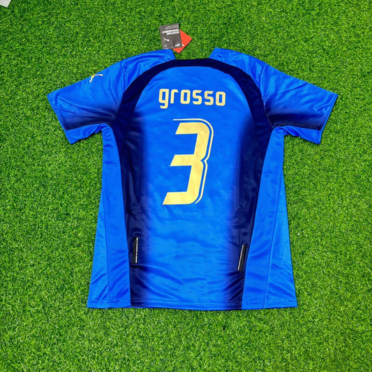 Fabio Grosso 3 - Italy 2006 World Cup Final Retro Jersey Maillot Trikot Maglia Soccer Shirt