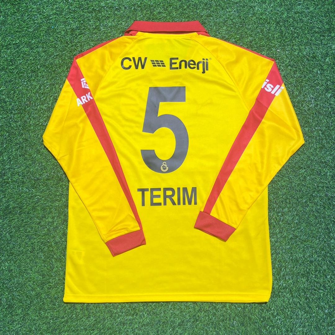 Fatih Terim Galatasaray Legendary Vintage Yellow Long Sleeve Football Jersey