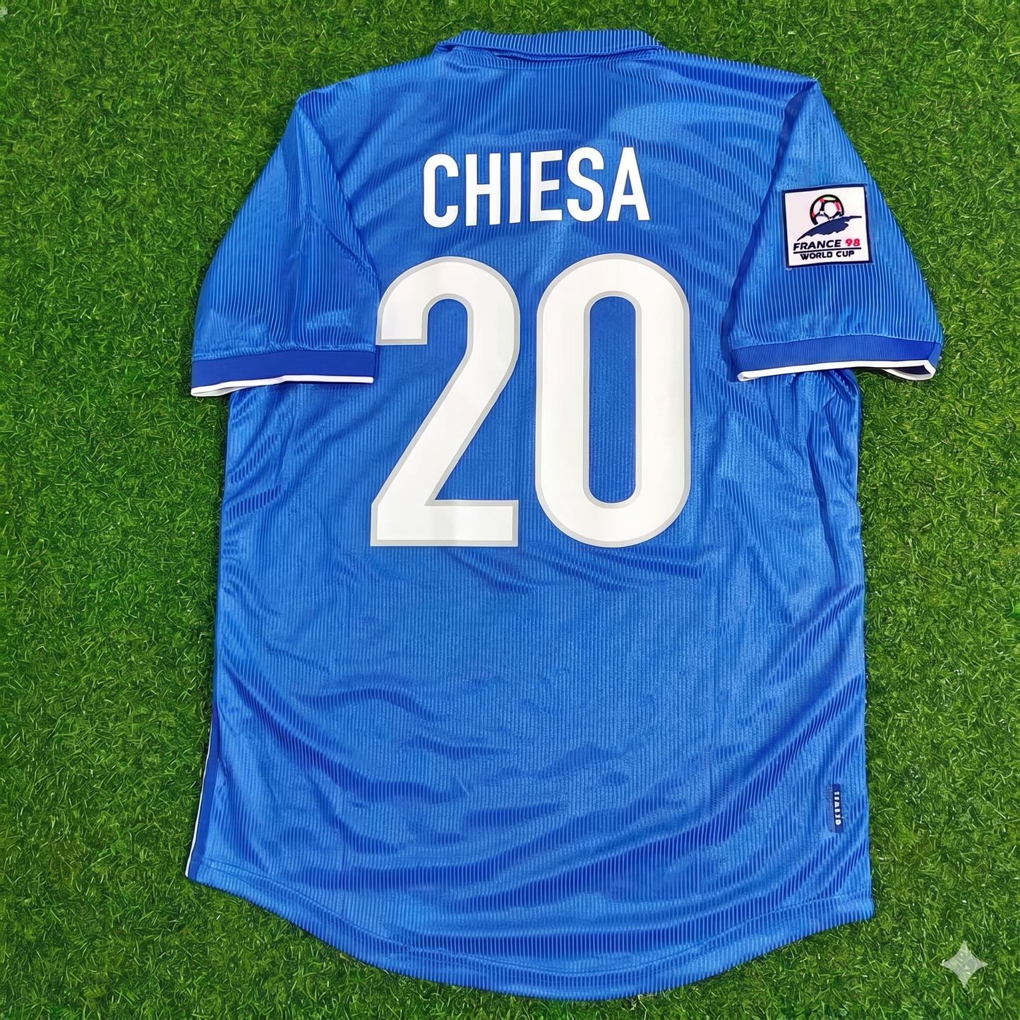Enrico Chiesa Italy 1998 World Cup Home Blue Retro Football Jersey
