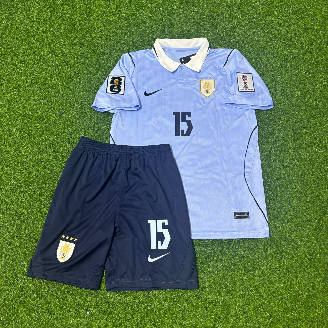 Federico Valverde #15 Kids Uruguay 2026 World Cup Home Sky Blue Football Jersey
