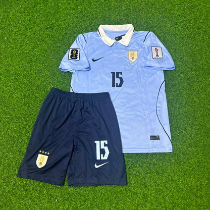 Federico Valverde #15 Kids Uruguay 2026 World Cup Home Sky Blue Football Jersey