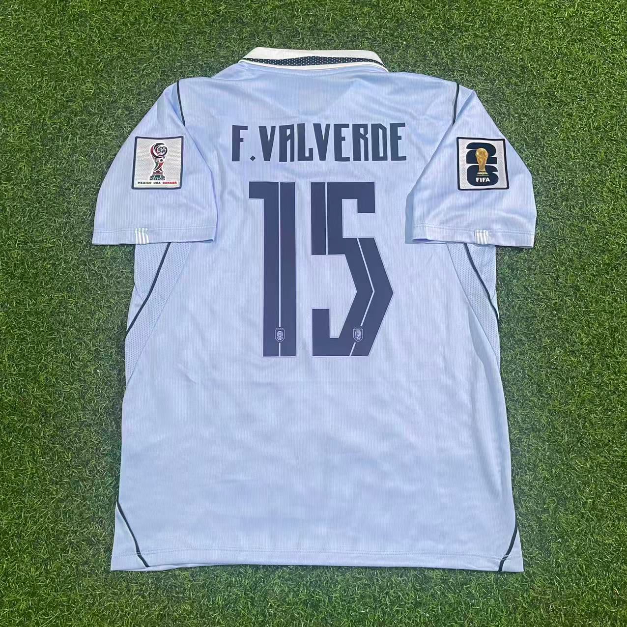 Federico Valverde #15 Kids Uruguay 2026 World Cup Home Sky Blue Football Jersey