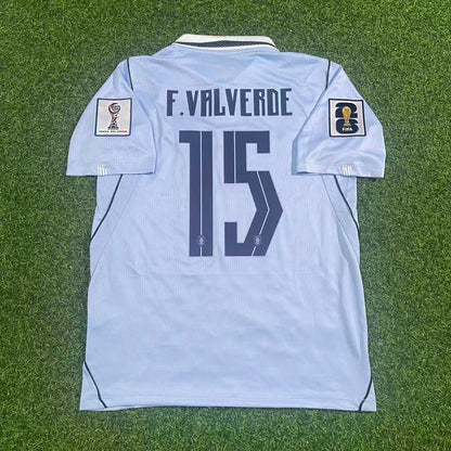 Federico Valverde #15 Kids Uruguay 2026 World Cup Home Sky Blue Football Jersey