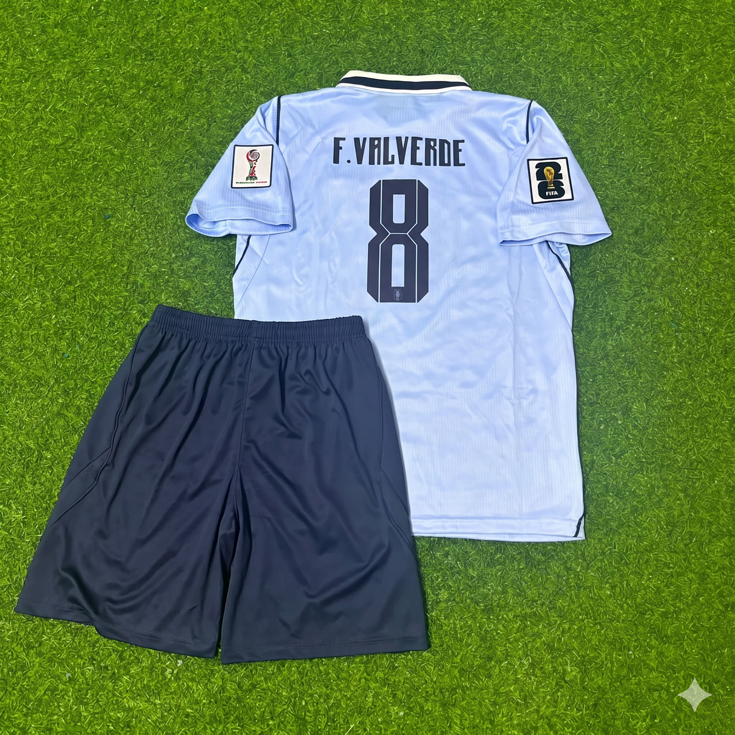 Federico Valverde #8 Kids Uruguay 2026 World Cup Home Sky Blue Football Jersey