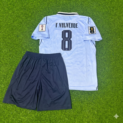 Federico Valverde #8 Kids Uruguay 2026 World Cup Home Sky Blue Football Jersey