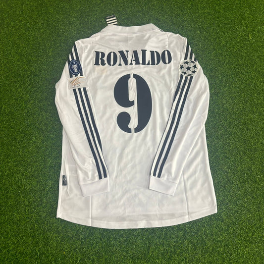 Fenômeno Ronaldo Nazário #R9 Real Madrid 2002 2003 Long Sleeve Home Jersey
