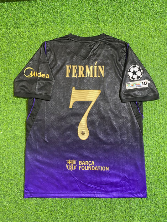 Fermin Lopez #7 Barcelona 2027 Champions League Patch New Season Away Jersey Trikot Maillot Soccer Shirt