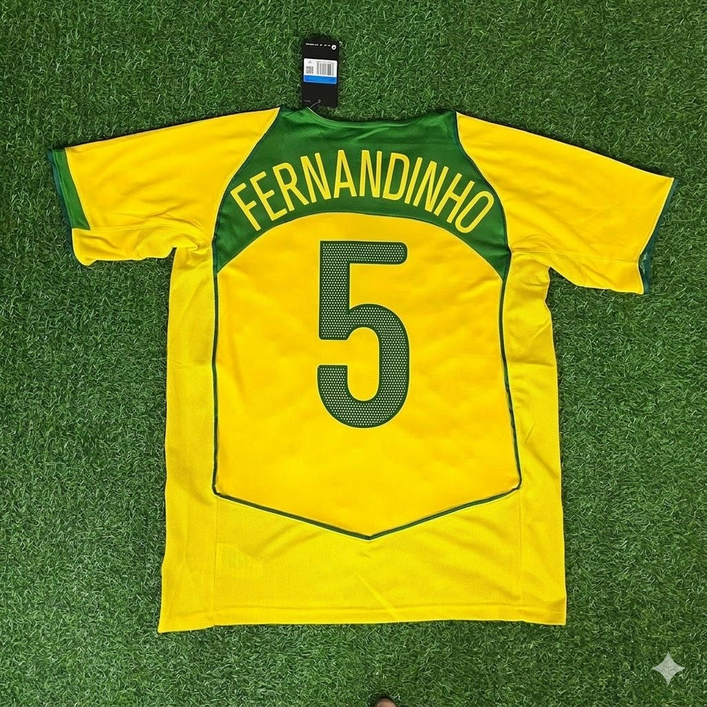 Fernandinho 5– Brazil Retro Kit Jersey – | Trikot | Maillot Soccer Shirt