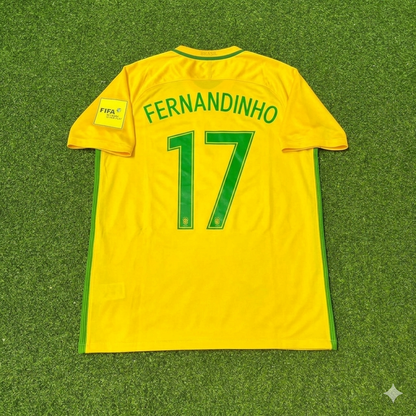 Fernandinho #17 Brazil 2018 World Cup Home Football Jersey