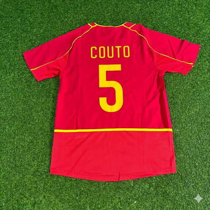Fernando Couto #5 Portugal 2002 Retro Home Red Football Jersey