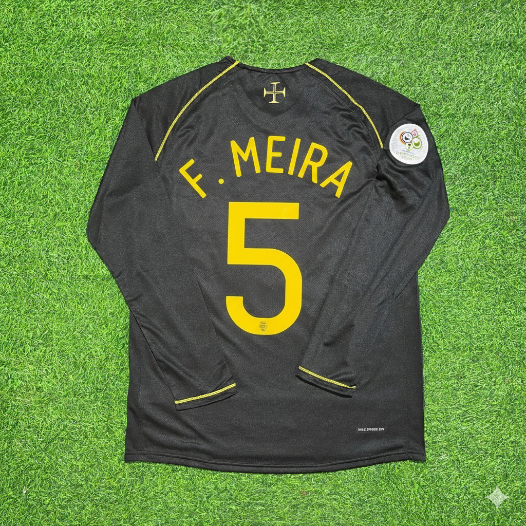Fernando Meira Portugal 2006 World Cup Long Sleeve Black Retro Football Jersey
