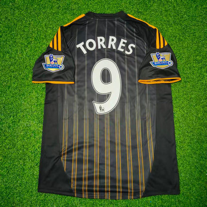 Fernando Torres #9 Chelsea 2010 2011 Auswärts Retro Schwarz Orange Fußballtrikot