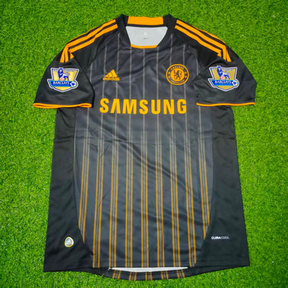 Fernando Torres #9 Chelsea 2010 2011 Auswärts Retro Schwarz Orange Fußballtrikot
