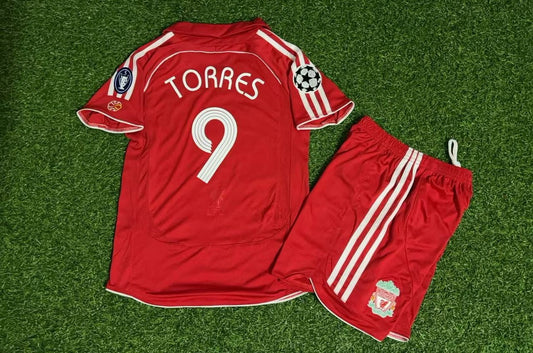 Fernando Torres Liverpool 2006 2007 Red Kids Football Jersey Kit