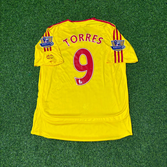 Fernando Torres Liverpool 2007 Yellow Retro Football Jersey Kit