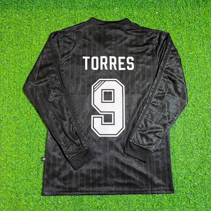 Fernando Torres Liverpool Black Long Sleeve Retro Kit Jersey Trikot Maillot