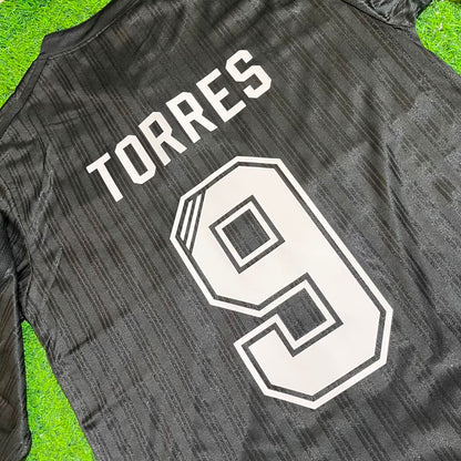 Fernando Torres Liverpool Black Long Sleeve Retro Kit Jersey Trikot Maillot