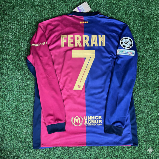Ferran Torres 7- Barcelona 2025 Champions League Long Sleeve Jersey Soccer Shirt