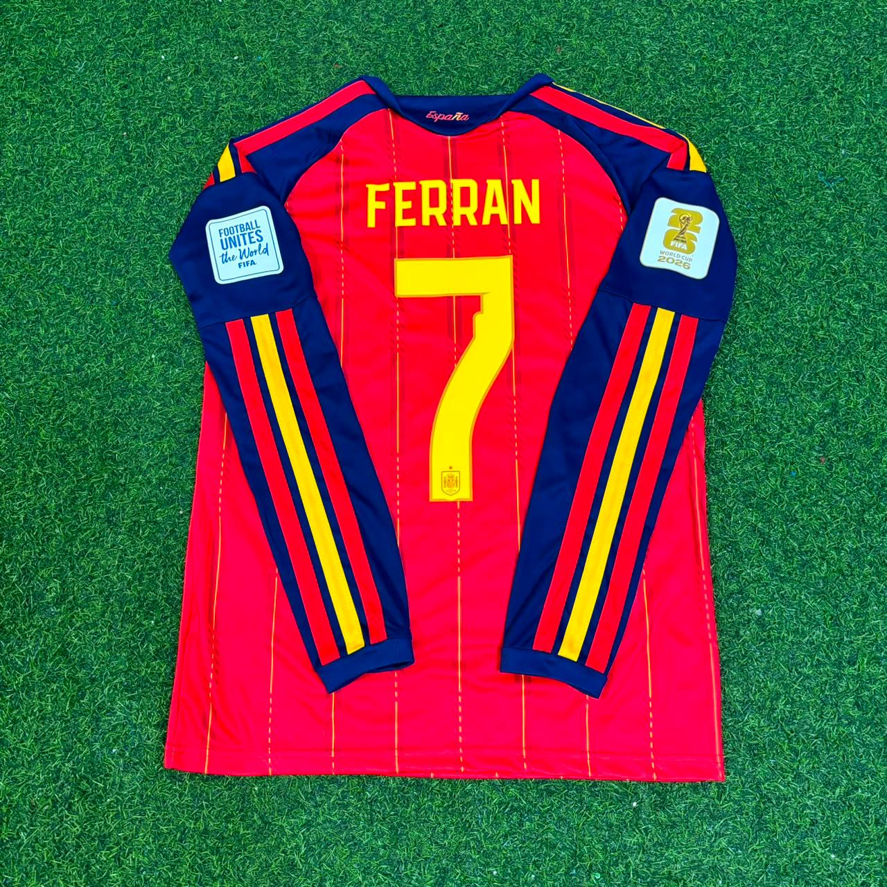 Ferran Torres #7 Spain 2026 World Cup Final Home Long Sleeve Football Jersey