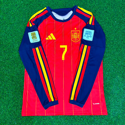 Ferran Torres #7 Spain 2026 World Cup Final Home Long Sleeve Football Jersey