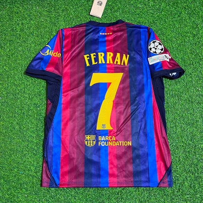 Ferran Torres #7 Barcelona 2027 New Season Champions League Patch Home Jersey Trikot Maillot Soccer Shirt